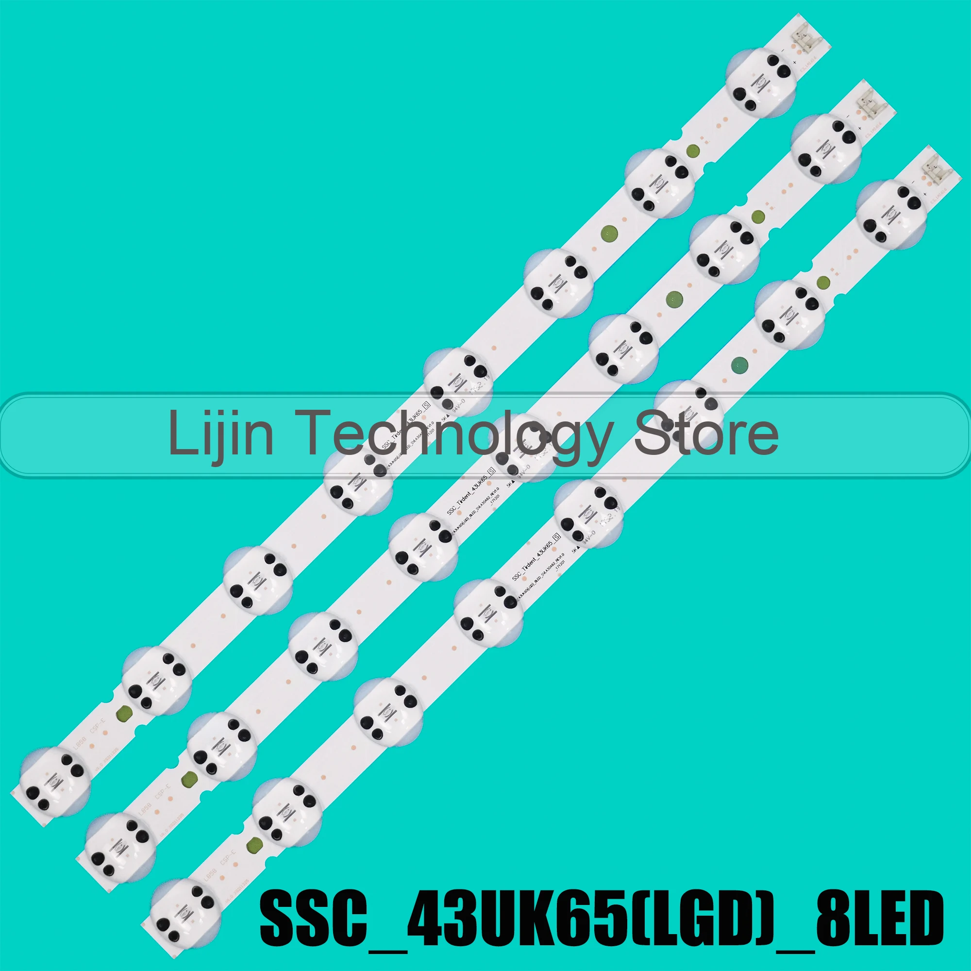 3 pcs LED strip For SSC_43UK65(LGD)_8LED_SVL430A62_REV1.0 43UK6950PLA 43UK6950PLB 43UK6500PLA 43UK6500PLB 43UK6750 43UK6520