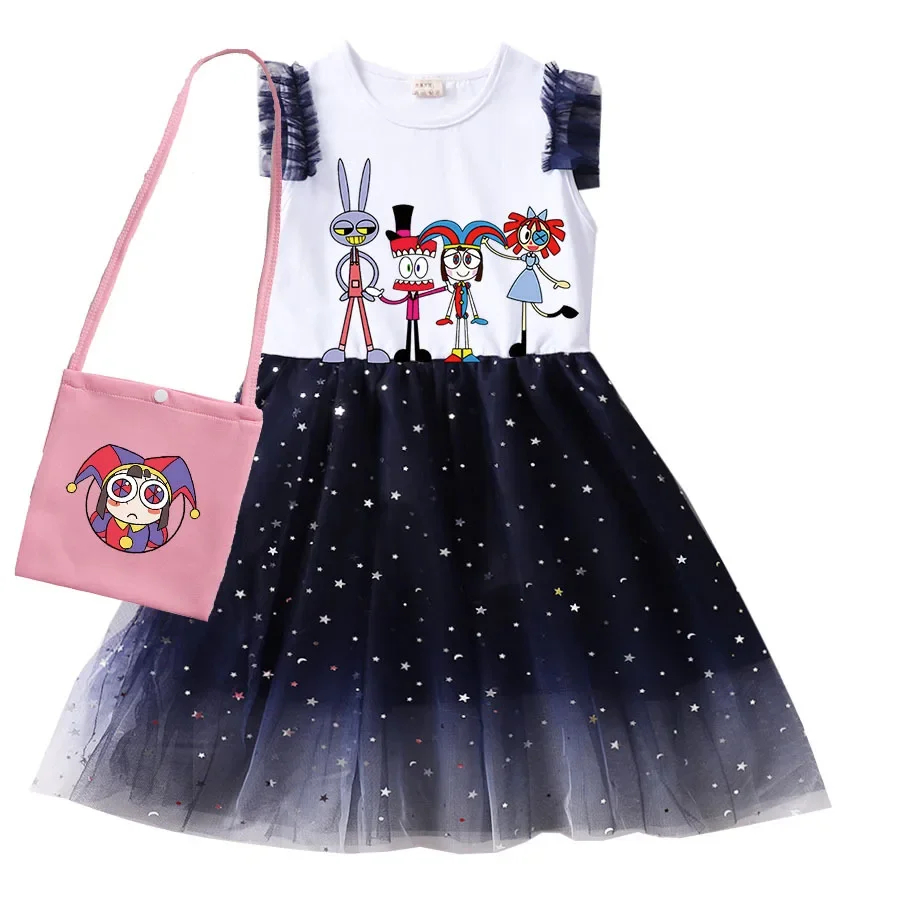 The Amazing Digital Circus Costume Kids Cartoon Pomni Jax Dress for Baby Girls Casual Dresses Children Summer Princess Vestidos