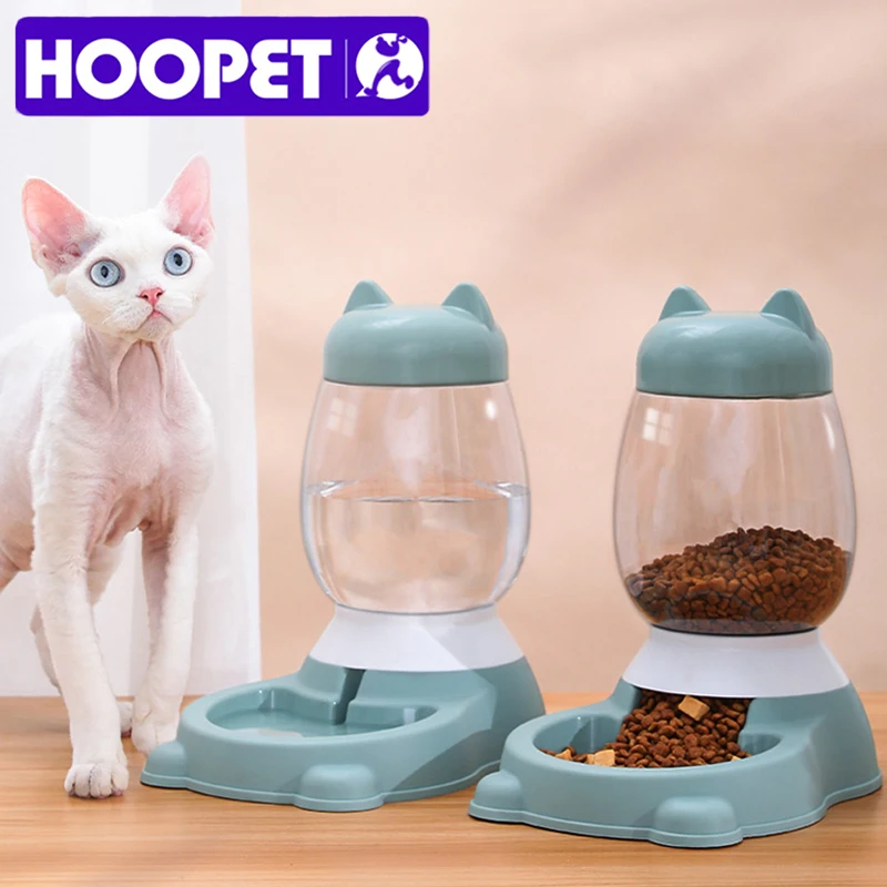 HOOPET 2022 New Cat Bowl 3 Colors Pet Automatic Feeder Dog Drinking Bowl Dispenser for Puppy Cat Food Water Bowl Pet Accessaries