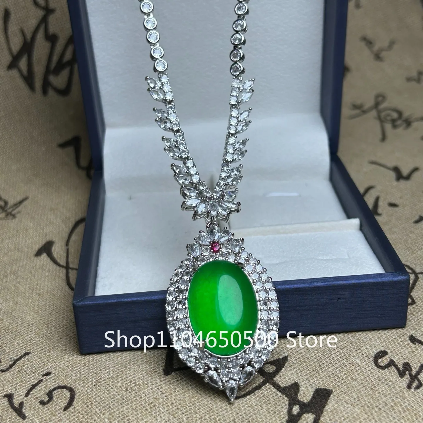 

Certified Natural High Ice Green Jade Jadeite Amulet Pendant&Necklace