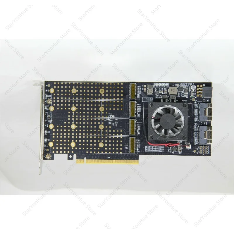 For Server Storage, PLX8749 Expansion Card, No Bifurcation Required, 4×M.2 NVMe Slots & 2×Internal SFF‑8654 Ports PCIe3.0