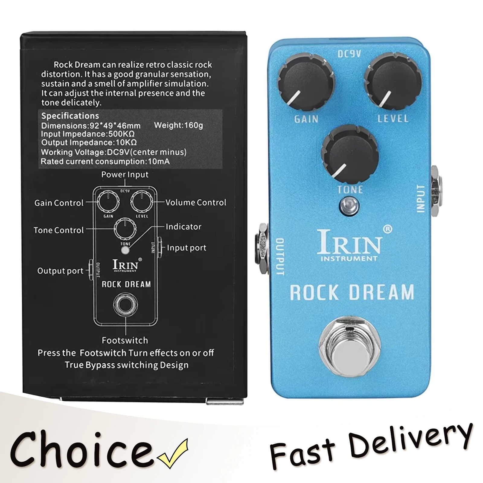 

Электрогитарная педаль эффектов IRIN Rock Dream: классический рок-дисторшн, True Bypass, RS-03, аксессуары для гитары