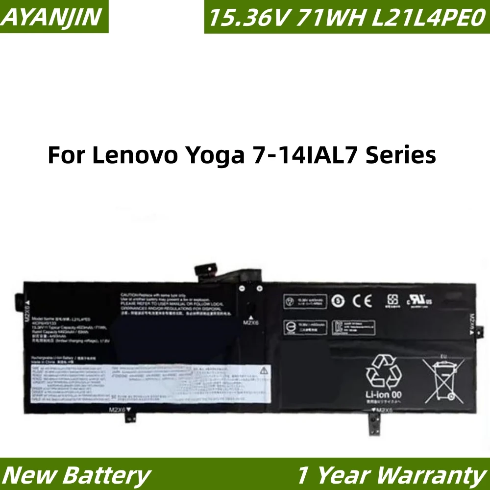 L21L4PE0 15.36V 71Wh Laptop Battery For Lenovo Yoga 7-14IAL7 Series 82QE 82VD L21B4PE2 L21M4PE3 SB11F38382 5B11F38372