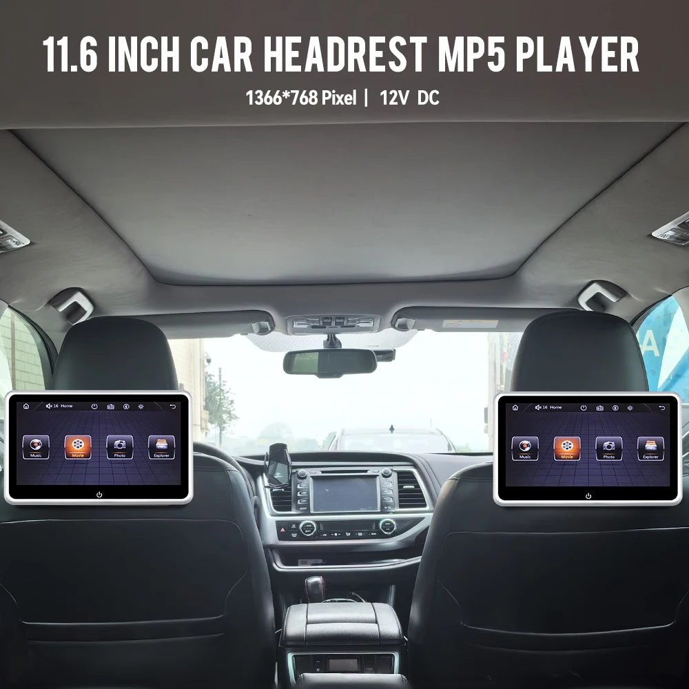 KTYDKP 11.6 بوصة سيارة مسند الرأس رصد مشغل MP5 مرآة ربط HD 1080P فيديو شاشة تعمل باللمس مع USB/SD/BT مشغل وسائط متعددة