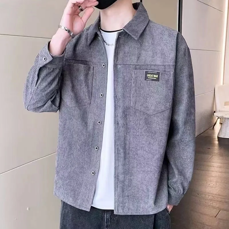 

Мужская вельветовая куртка в стиле ретро, свободного кроя, с классическим воротником, для повседневной носки и работы, осенняя модная верхняя одежда