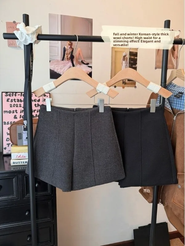 

Модные шерстяные брюки с высокой талией, широкими штанинами и А-образным силуэтом, повседневные прямые брюки-трубы на молнии