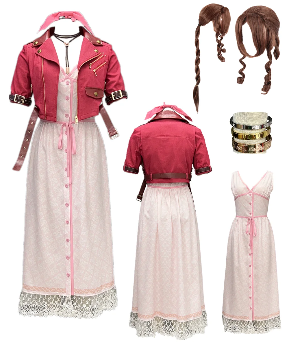 

Anime Movie Cosplay Rebirth Remake Aerith Gainsborough Costume Women's Suit Halloween Costume