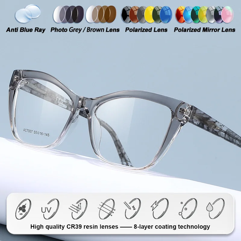 CLLOIO جودة عالية إطار فراشة تصميم وصفة طبية بصرية قصر النظر نظارات النساء مكافحة الضوء الأزرق نظارات القراءة التقدمية #2