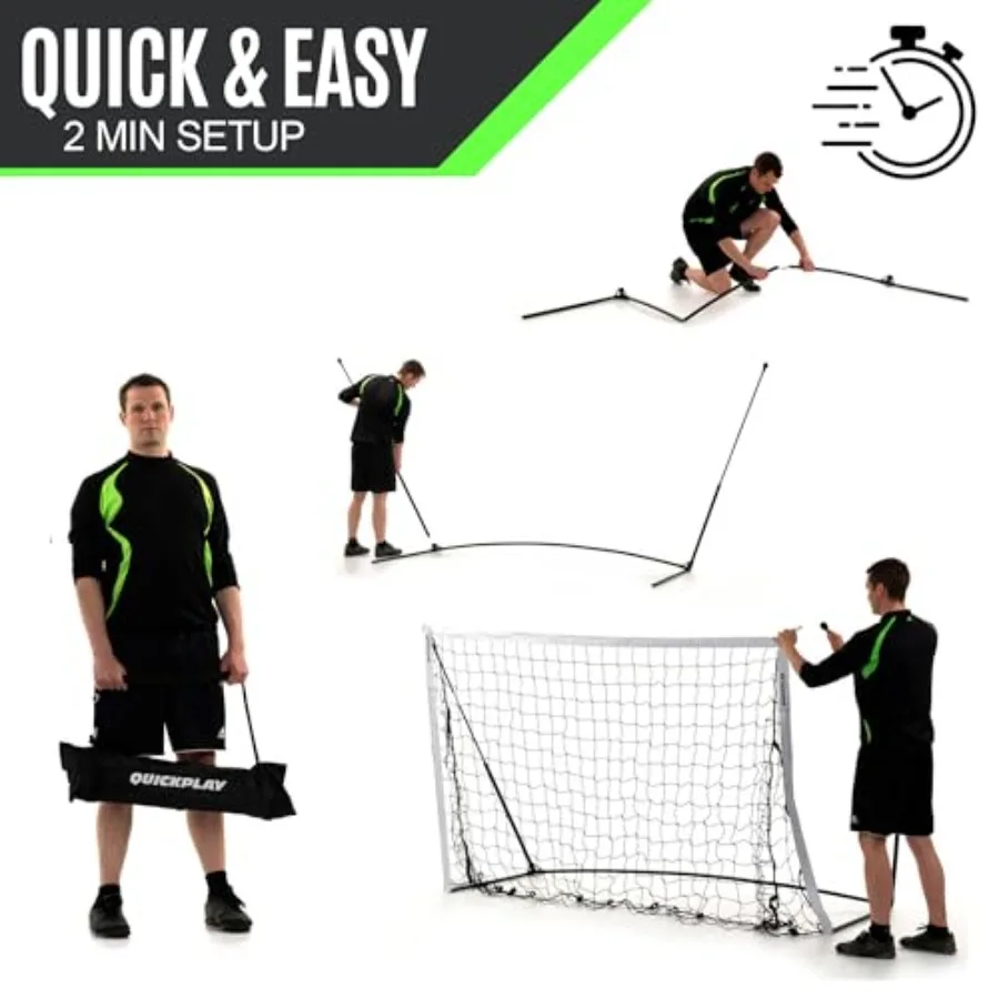 شبكة كرة قدم QuickPLAY Kickster Soccer Goal Range محمولة للغاية في الفناء الخلفي للبالغين مع إعداد سريع وسهل يتضمن شبكة و