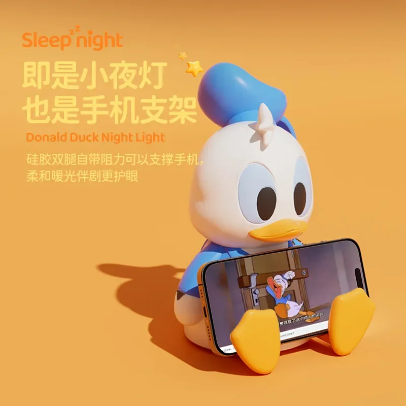 Cartoon Kawaii Donald Duck Nightlight Student Desktop Warm Lamp Creative Mobile Phone Stand Children\'s Christmas Gift Toys