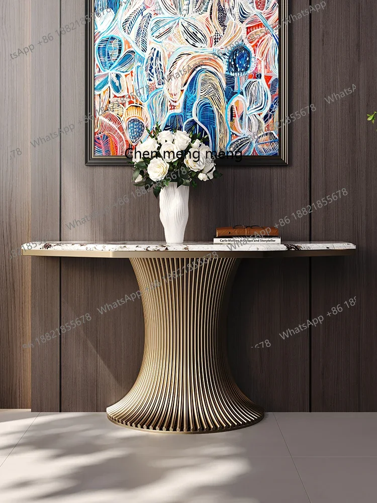 

cc182High-end light luxury natural luxury stone entrance table Modern simple entrance table Villa marble entrance cabinet