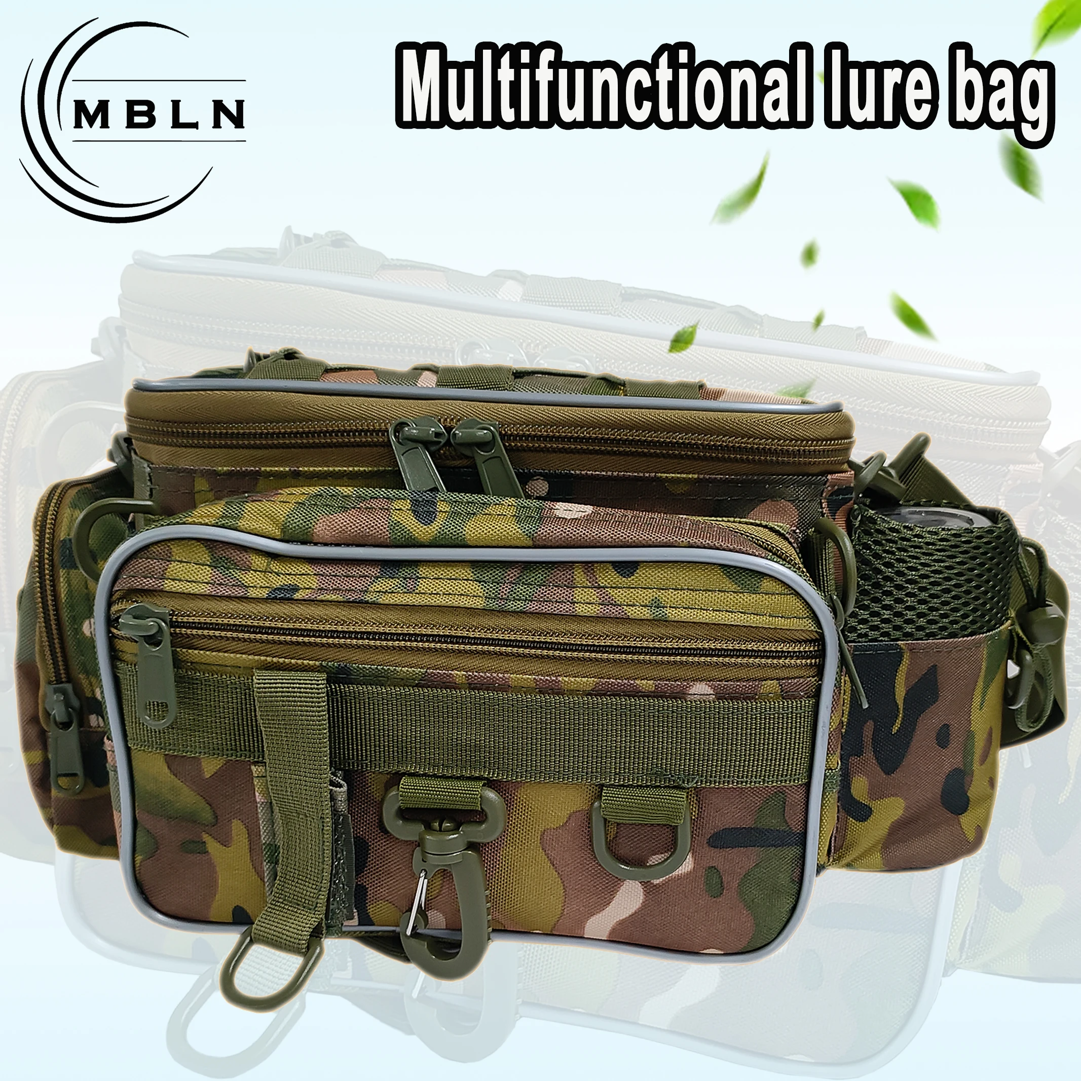 

1pc MBLN Multi-Functional Fishing Lure Bag – Large Capacity Waist & Shoulder Pack, Durable Polyester, Compact & Portable