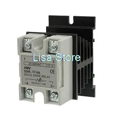 75-480V AC 10A Solid State Relay Voltage Resistance Regulator w Heat Sink