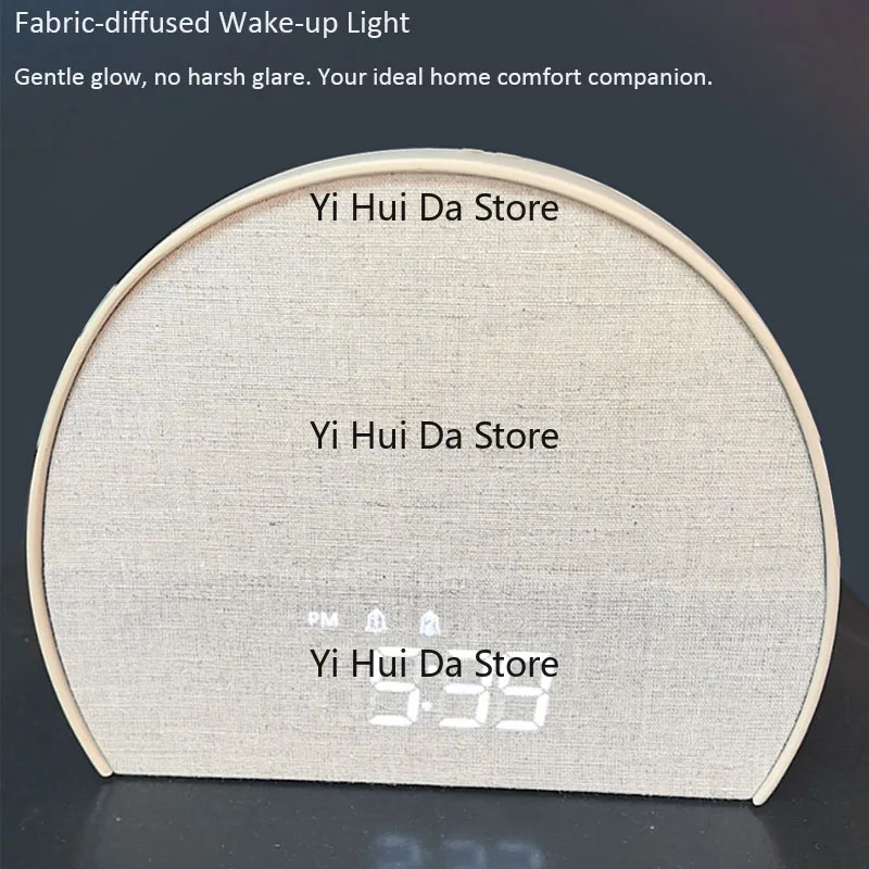 2026 New Fabric Wake-Up Light Alarm Clock Bedside Sleeping Light Bluetooth Speaker Clock Radio Countdown White Noise