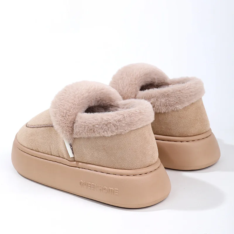 Evshine Scarpe invernali in cotone felpato per donna Pantofole soffici in pelliccia per interni Stivali foderati sfocati per esterni Scivolo da casa con piattaforma pelosa calda