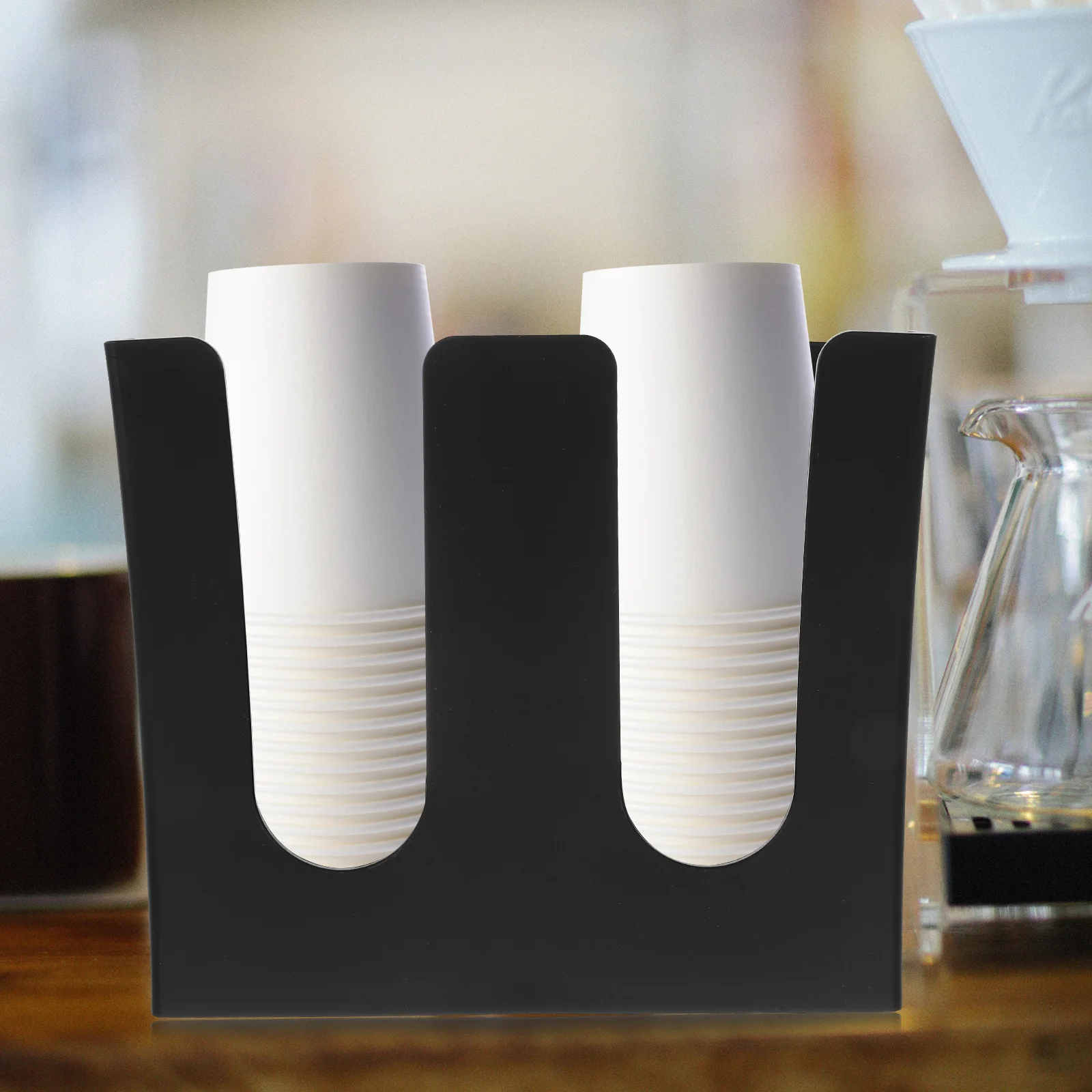 

Paper Cup Dispenser Holder Rack For Coffee Milk Tea Shop Modern Desktop Storage Countertop Disposable Cup Organizer