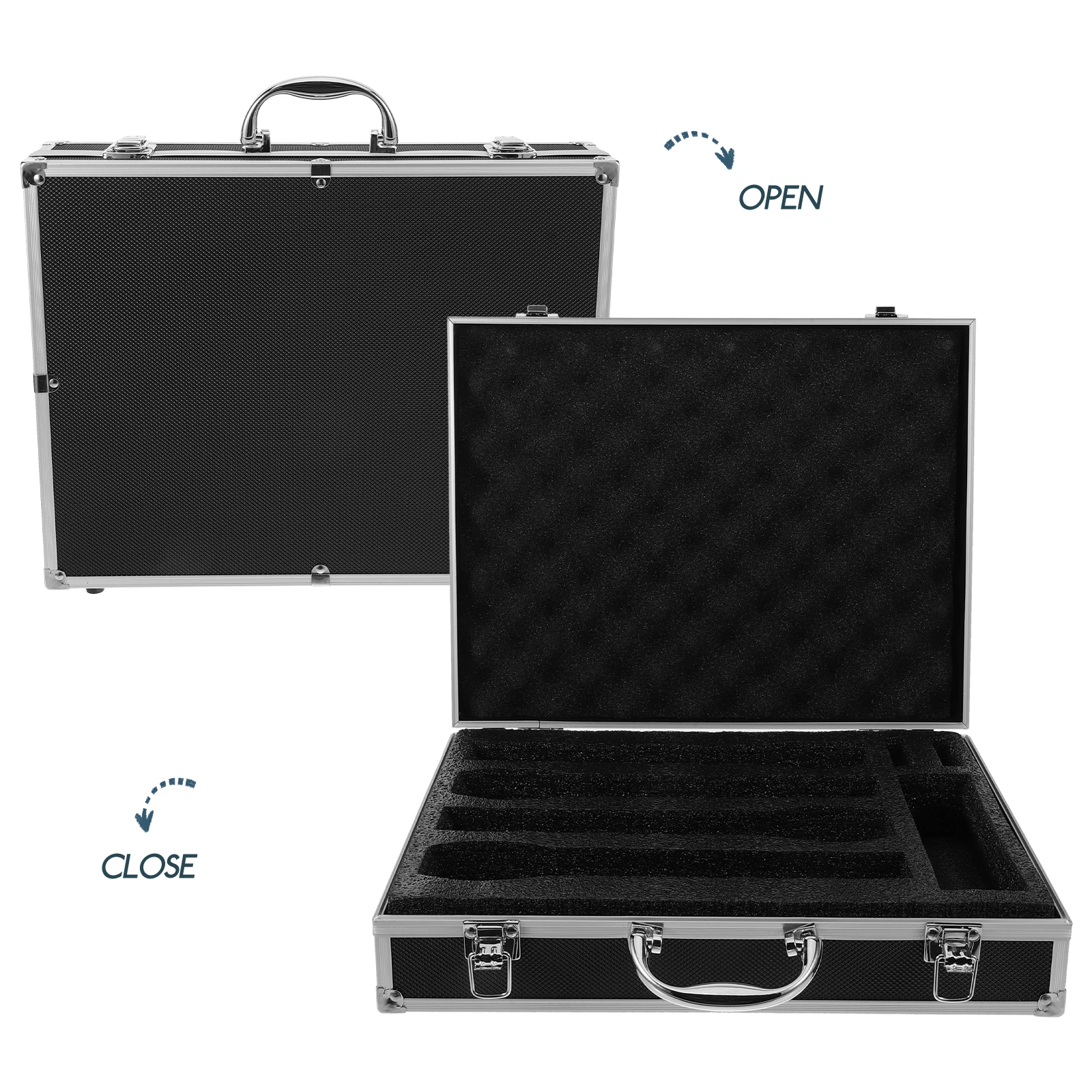 

4 PCS Handheld Wireless Microphone Case Protective Aluminum Box for Travel Outdoor Storage ganizer Silver Shockproof Mic Holder