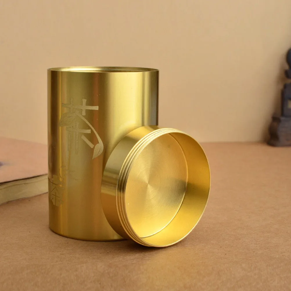 

Brass Tea Canister Kitchen Storage Container Airtight Coffee Storage Box for Home Office Hotel Kitchen Loose Leaf Tea Organizer