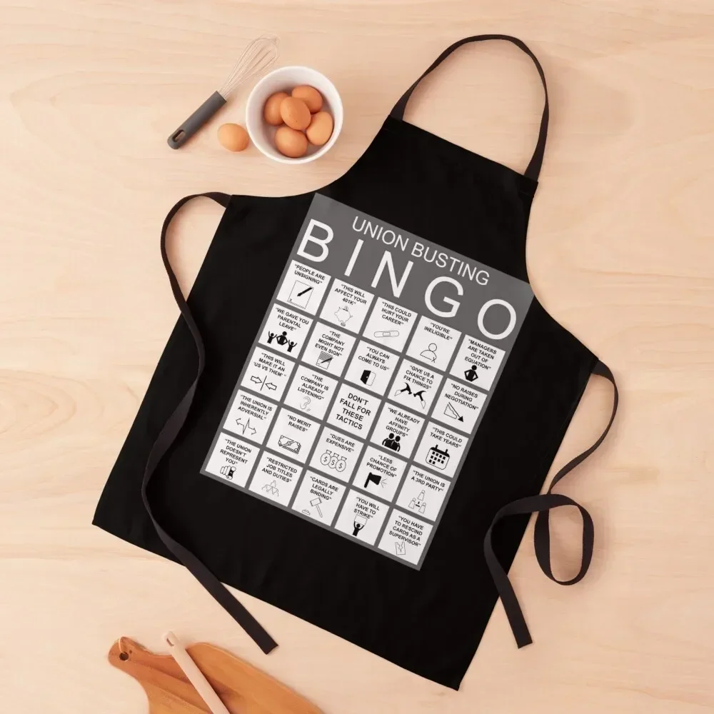 Union Busting Bingo Card Apron Kitchens Woman Waterproof Home Supplies Apron