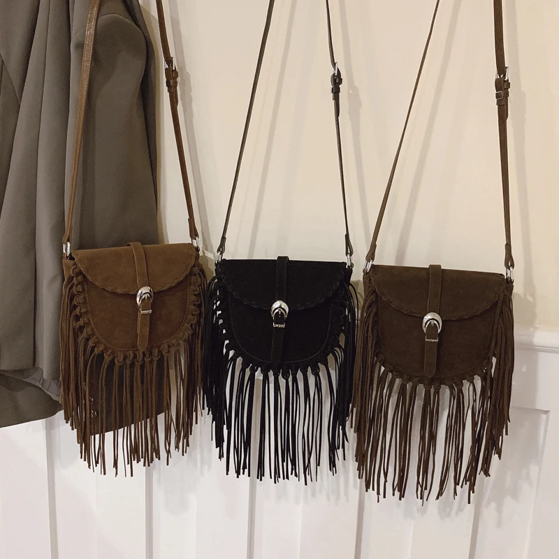 Torebki damskie w stylu vintage z imitacji zamszu, małe torebki crossbody z długim frędzlem, torebki na ramię, torebki do ręki na telefony, codzienne torebki crossbody.