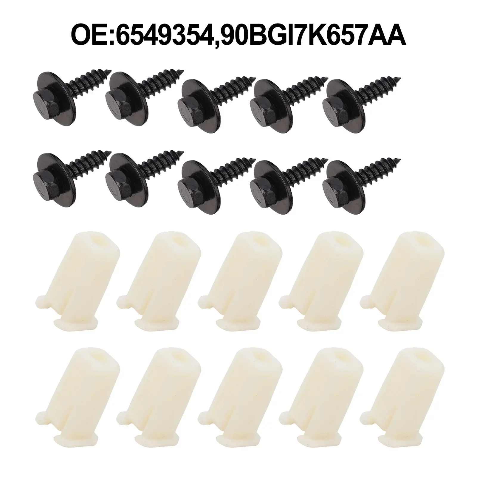 10x Insert Expanding Nuts + 10x Screws Plastic +Metal  For Ford Fiesta 6549354 90BG17K657AA Front Bumper Expanding Grommet Clips