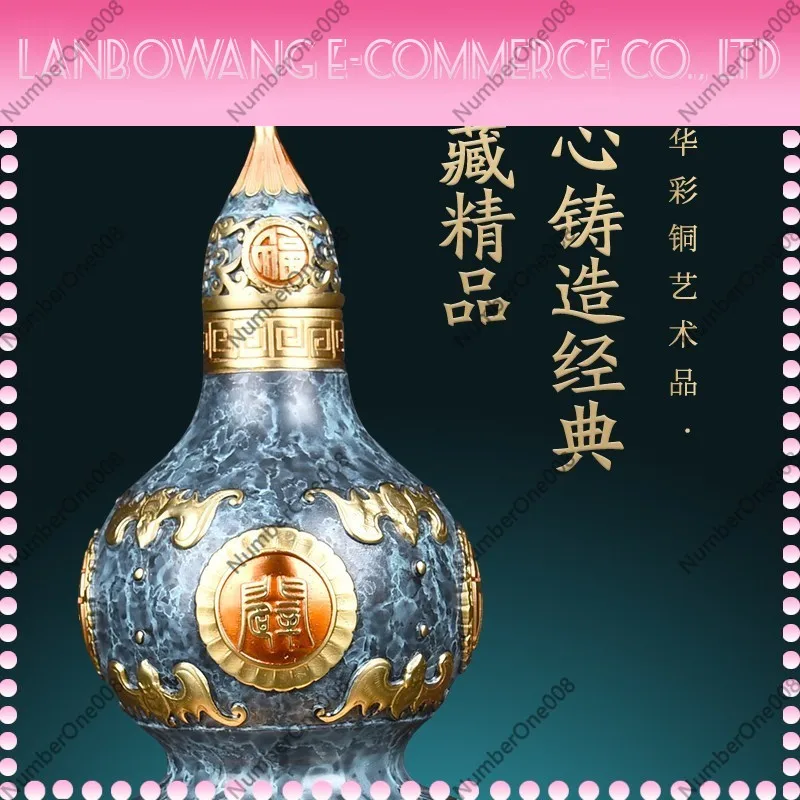 Solid Brass Feng Shui Gourd Wealth Symbol Ornament Chinese Style Home Decor for Living Room Office Housewarming Gift
