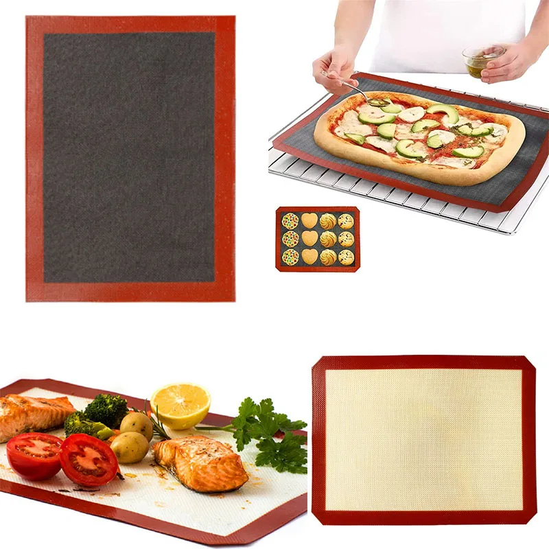 Reusable Silicone Baking Mat Non Stick Heat Resistant Round and Rectangular Pastry Mats for Kneading Rolling and Baking Cookies