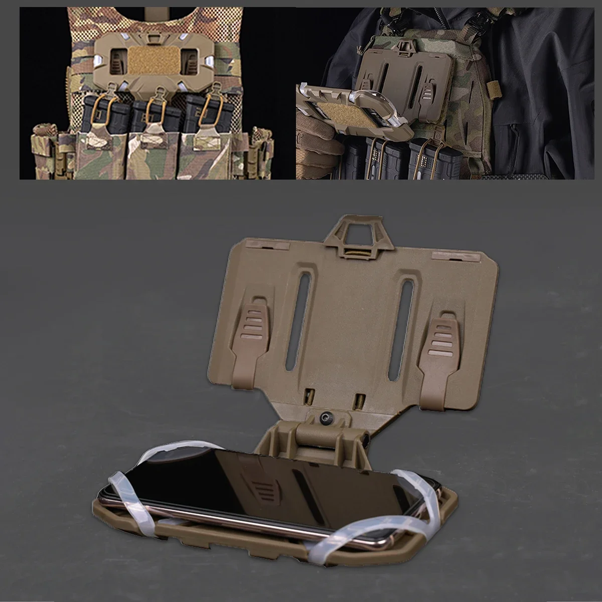 

Tactical Mobile Phone Navigation Folding Board Chest Bag Molle Plate Folding Phone Holder Outdoor Portable Phones Folded Stand