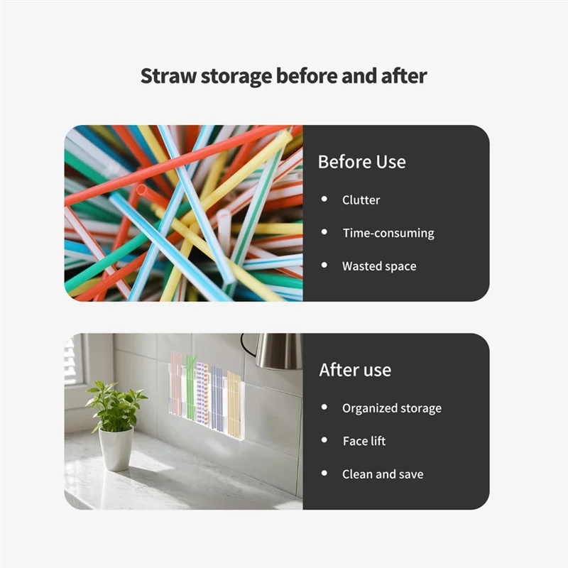 

RALCA-клейкий тонкий соломенный дозатор для шкафа, акриловый держатель для соломы, многоразовый настенный стакан-органайзер внутри для двери шкафа