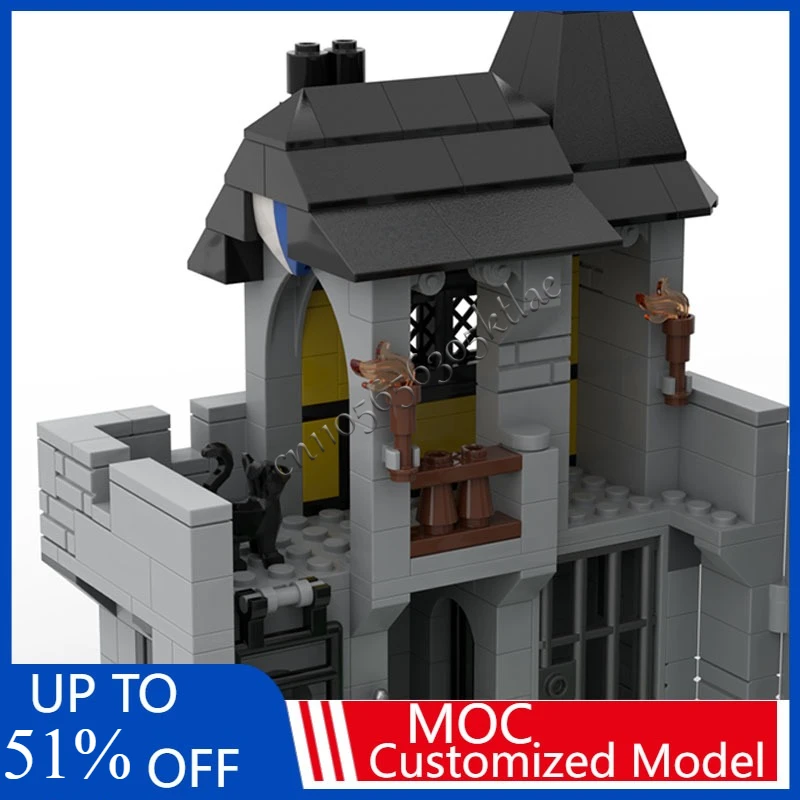 593PCS Personalizzato MOC Castello Medievale Fortezza del Falcon Nero Blocchi di Costruzione di Modello Mattoni Creativi FAI DA TE Assemblaggio Giocattolo Regali di Festa