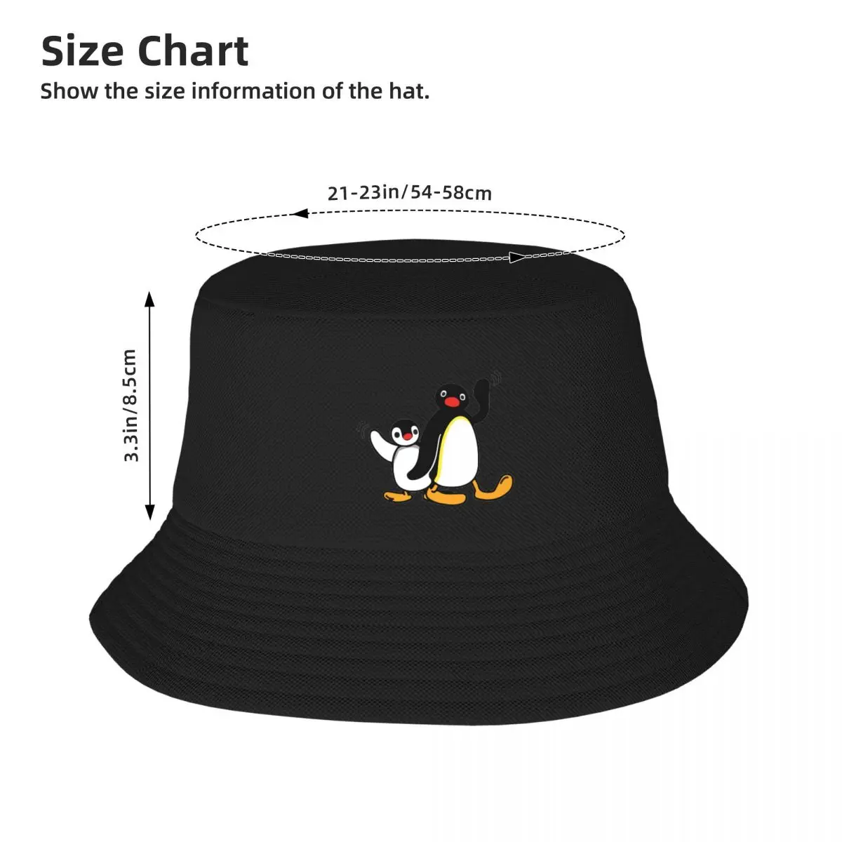 Pingu Bob Hat Summer Beach Vacation Getaway Headwear Stuff Penguin Fisherman Hats for Outdoor Girl Ispoti Lightweight