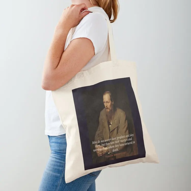 

Fyodor Dostoyevsky portrait with Quote Tote Bag free delivery bags female bag eco bag folding shopper woman