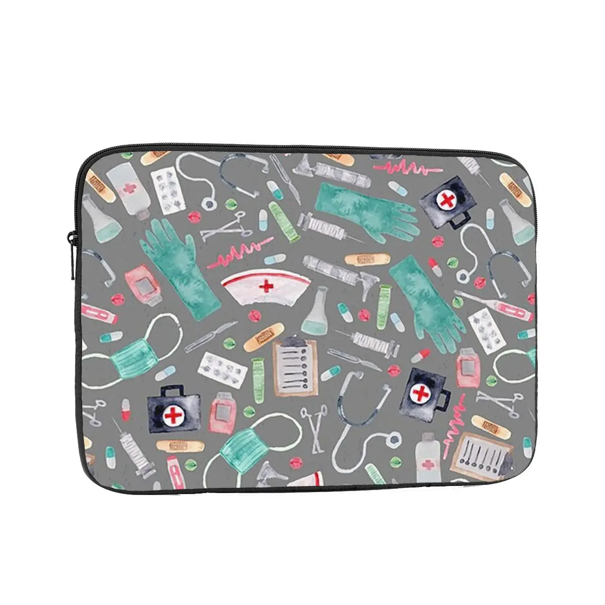 

Medical Pattern Doctor Nurse Watercolor Grey Texture Laptop Sleeve Cover Bag 10 12 13 15 17 Inch Sleeve Tablet
