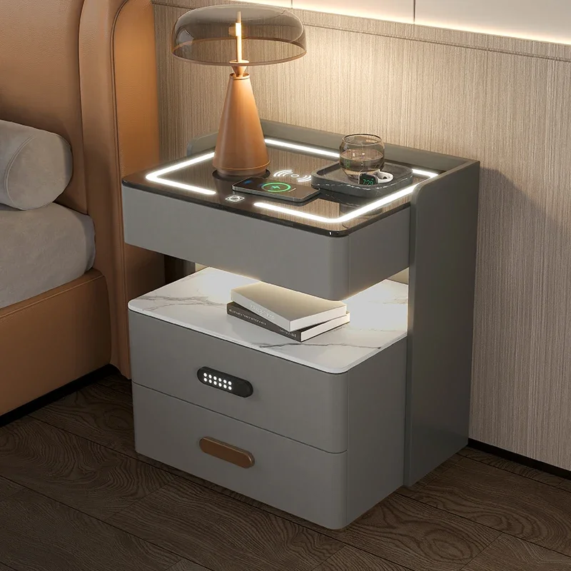 Mesita de noche de lujo para sala de estar, cajones, mesita de noche Modular de madera blanca, gabinetes de consola Librero, muebles de salón Criado Mudo