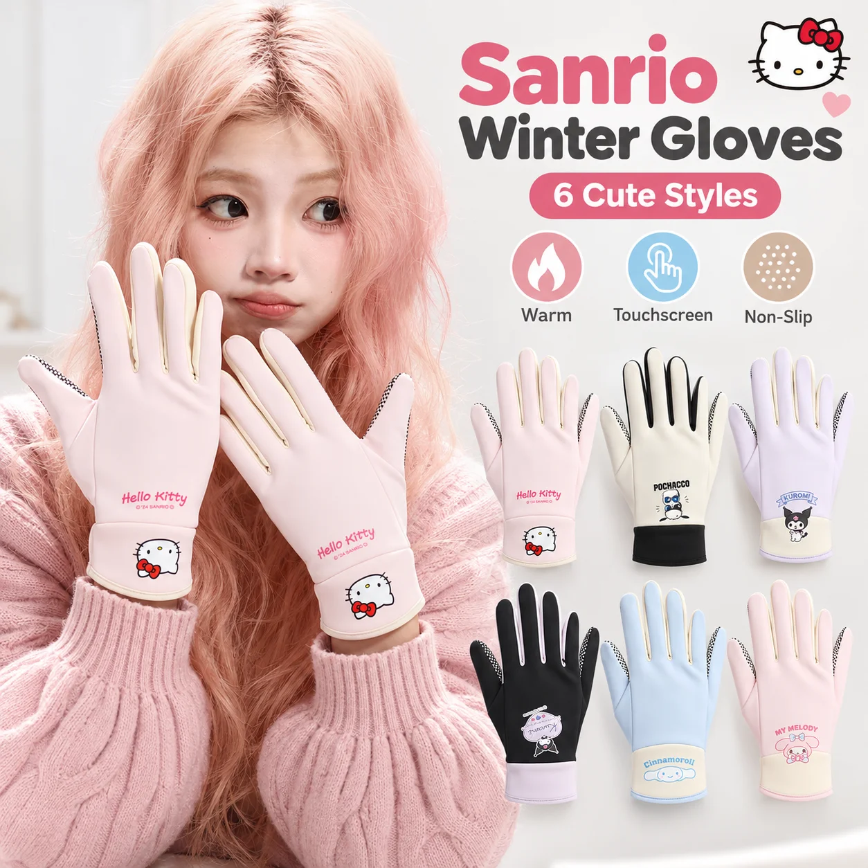 Touch Screen Gloves - Sanrio Winter Gloves Touchscreen Anti Slip