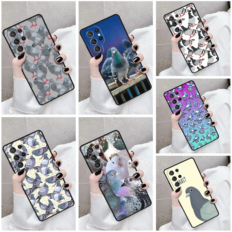 Phone Case For Samsung Galaxy S24 S23 S21fe S22 Ultra Plus Note 10 20 S8 S9 S10 Cover Pigeon Galaxy - Funny Bird Photo