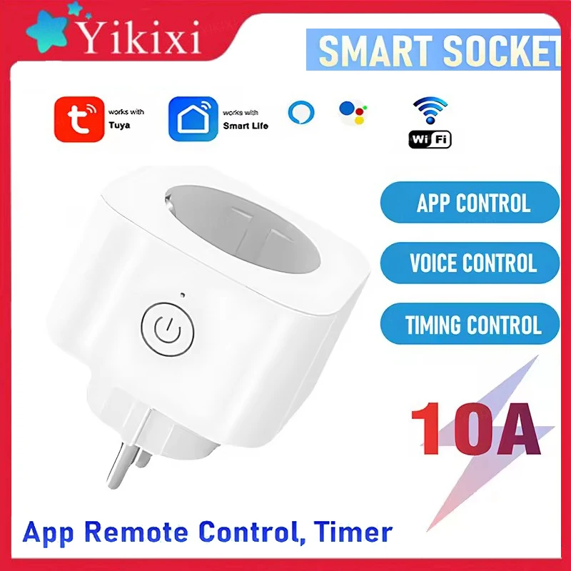 

EU Smart Plug WiFi Outlet Remote Control AC 110V Smart Socket Power Monitor 10A Tuya Alexa smart Voice Control Electrical Socket