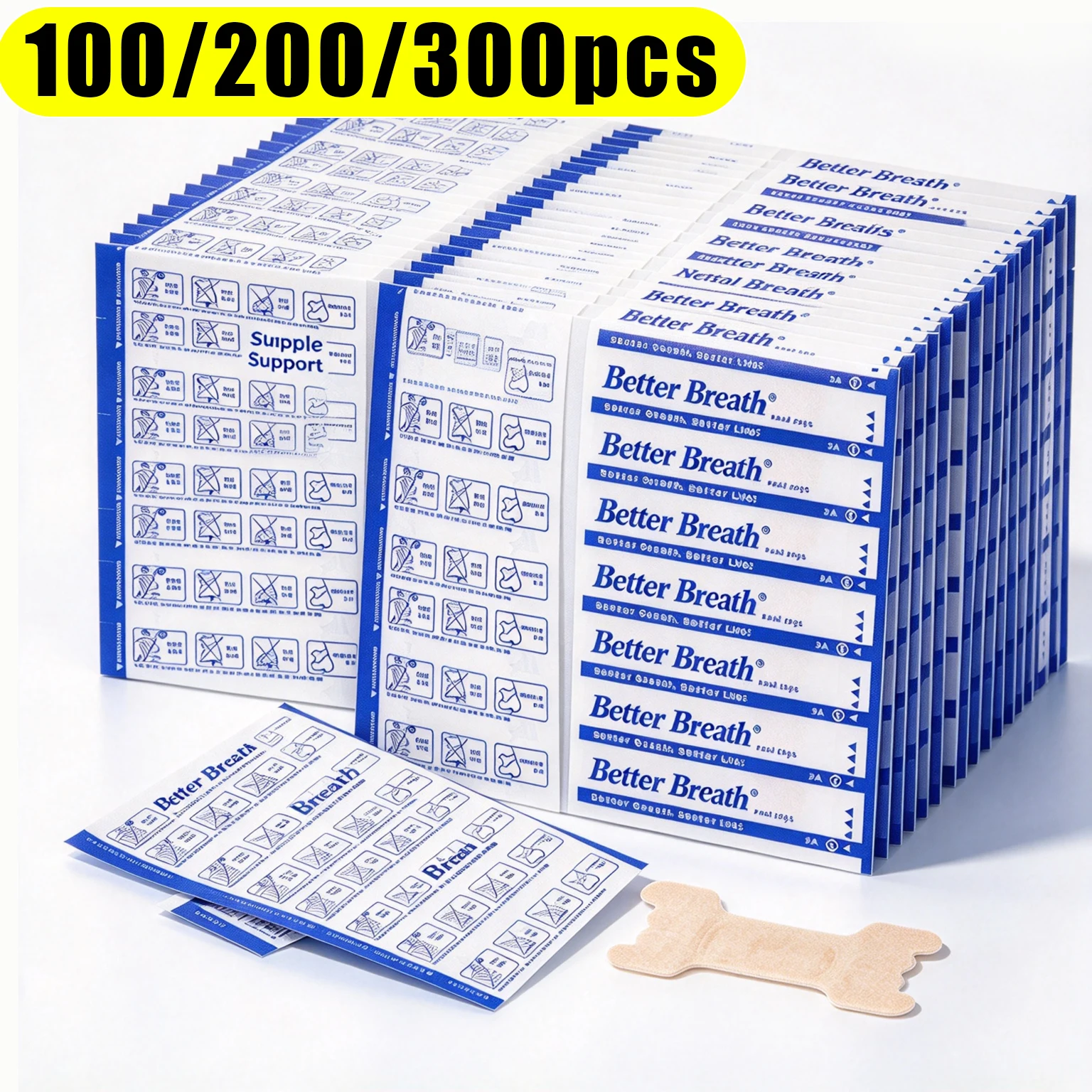 100/200/300PCS Breath Nasal Strips Sleep Aid Device Easier Breathing Nose Patch Snoring Aid for Better Sleep