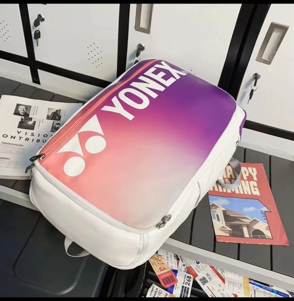 Yonex PU High Quality Badminton Racket Sports Bag Genuine Leather Racket Bag Thickened Tennis Backpack Waterproof Large Capacity