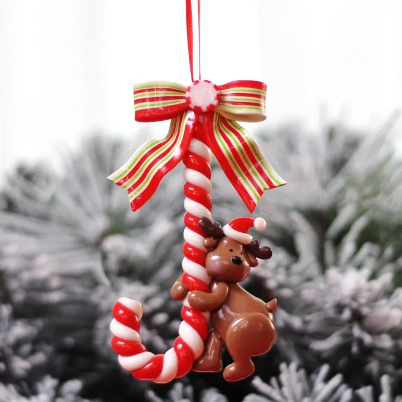 Christmas Decorations Car Pendant Santa Claus Snowman Small Cane Candy Bar Pendant Christmas Tree Arrangement Pendant