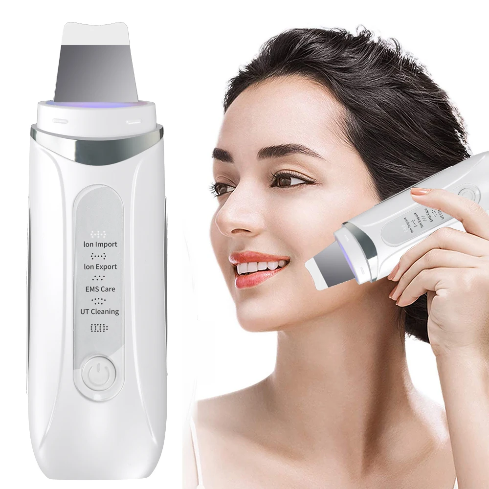 Professional Multifuncional Heating Anti Spatula Device Ultrasonic Peeling Facial Pore Cleaner Sonic Skin Scrubber Machine