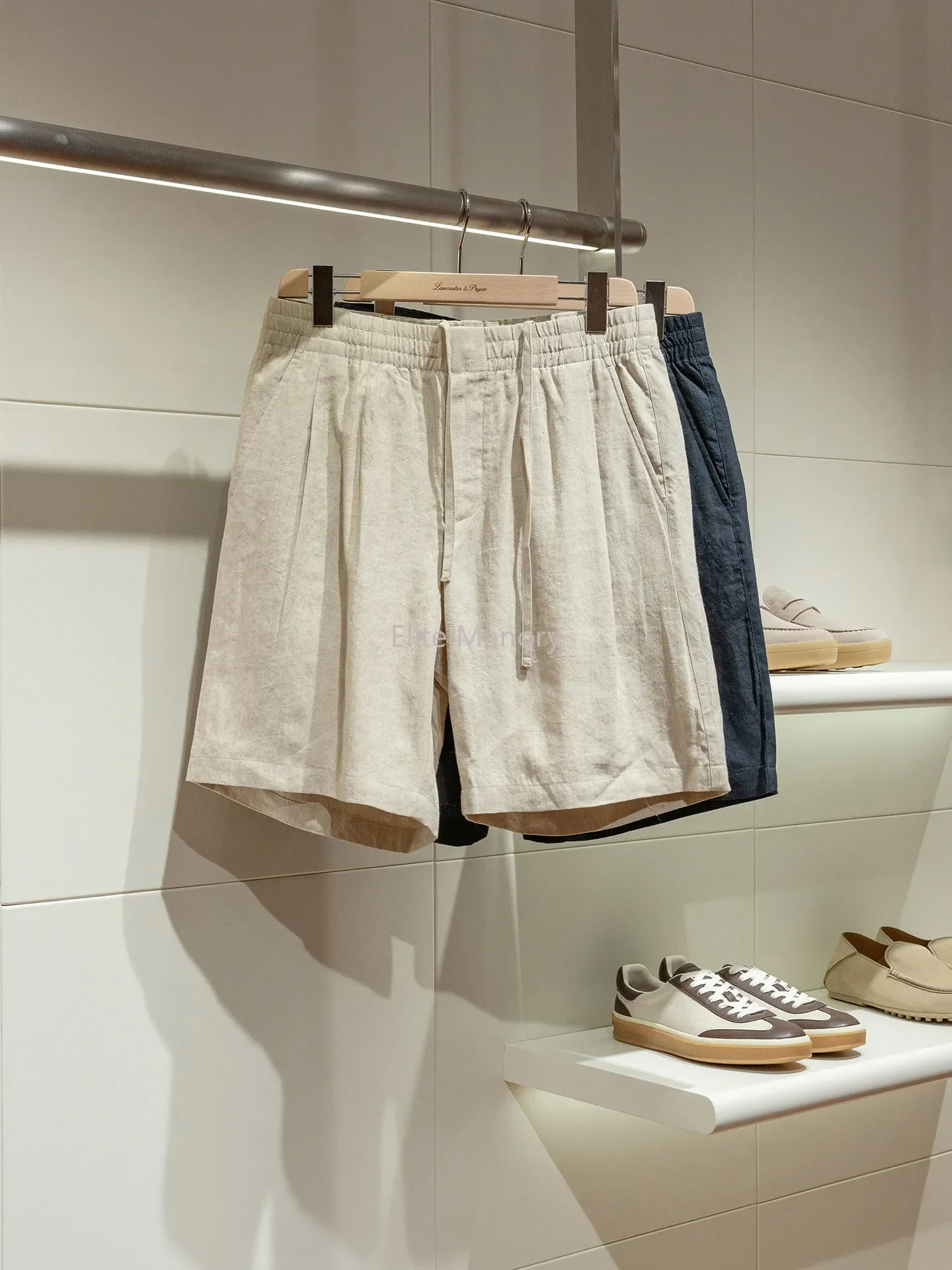 Mulberry silk oasis linen blend comfortable and breathable, elastic waist casual shorts