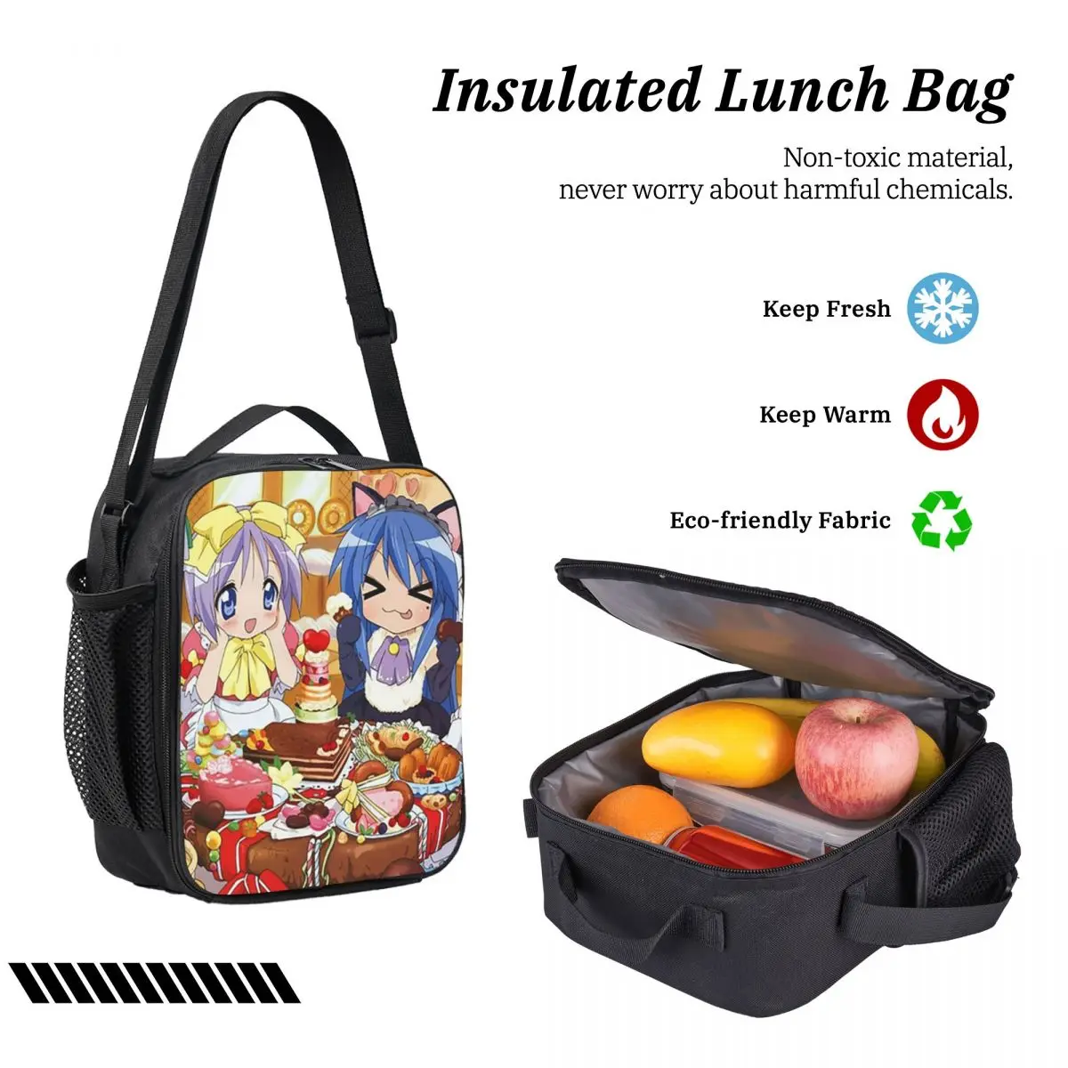 لاكي ستار أنيمي لاكي ستار أنيمي حقيبة الظهر صبي فتاة الكتب حقيبة مدرسية كمبيوتر محمول حقائب كتف 3ps معزول حقيبة الغداء مقلمة