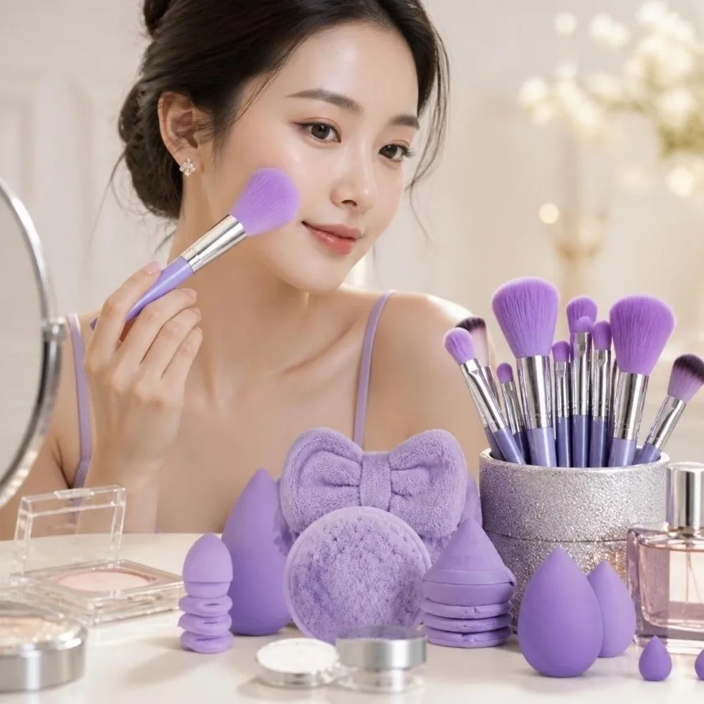 33pcs Soft Bristles Makeup Brush Set Fluffy High Quality Foundation Brush Complete Set for Beginners Eye Shadow Brush Travel Use