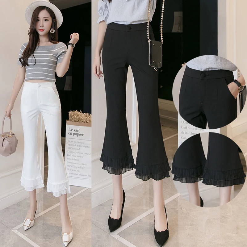 

High Waist Flared Pants Women's 2026 New Summer Seven-Five Pants Wide Leg Eight-Piece Small Eight-Piece Pants Flared Pants