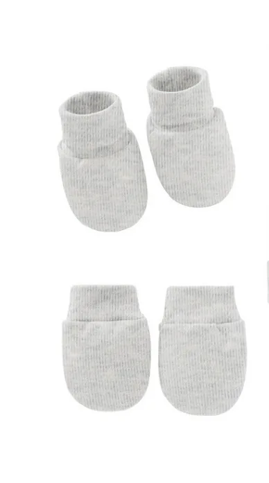 2 Pairs Baby Newborn Gloves Foot Cover Set Soft Cotton Face Protection Anti Scratch Handguard Mittens Footguard Socks Glove Kits