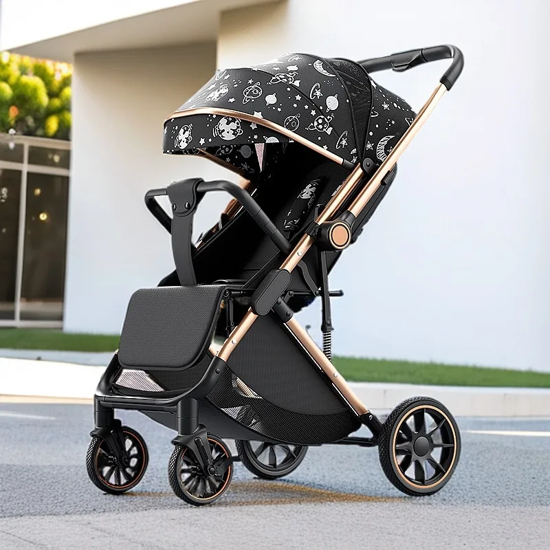 عربة أطفال Wisesonle خفيفة الوزن وقابلة للطي وعالية الرؤية وقدرة على دفع ثنائي الاتجاه يجب اقتناؤها للتنزه مع حديثي الولادة