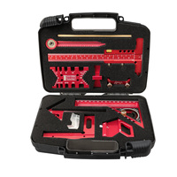 9Pcs Woodworking Square Kit with Box, Aluminum Scribeing Ruler,Center Finder,Circular Drawing Compass,Honing Guide,Height Gauge