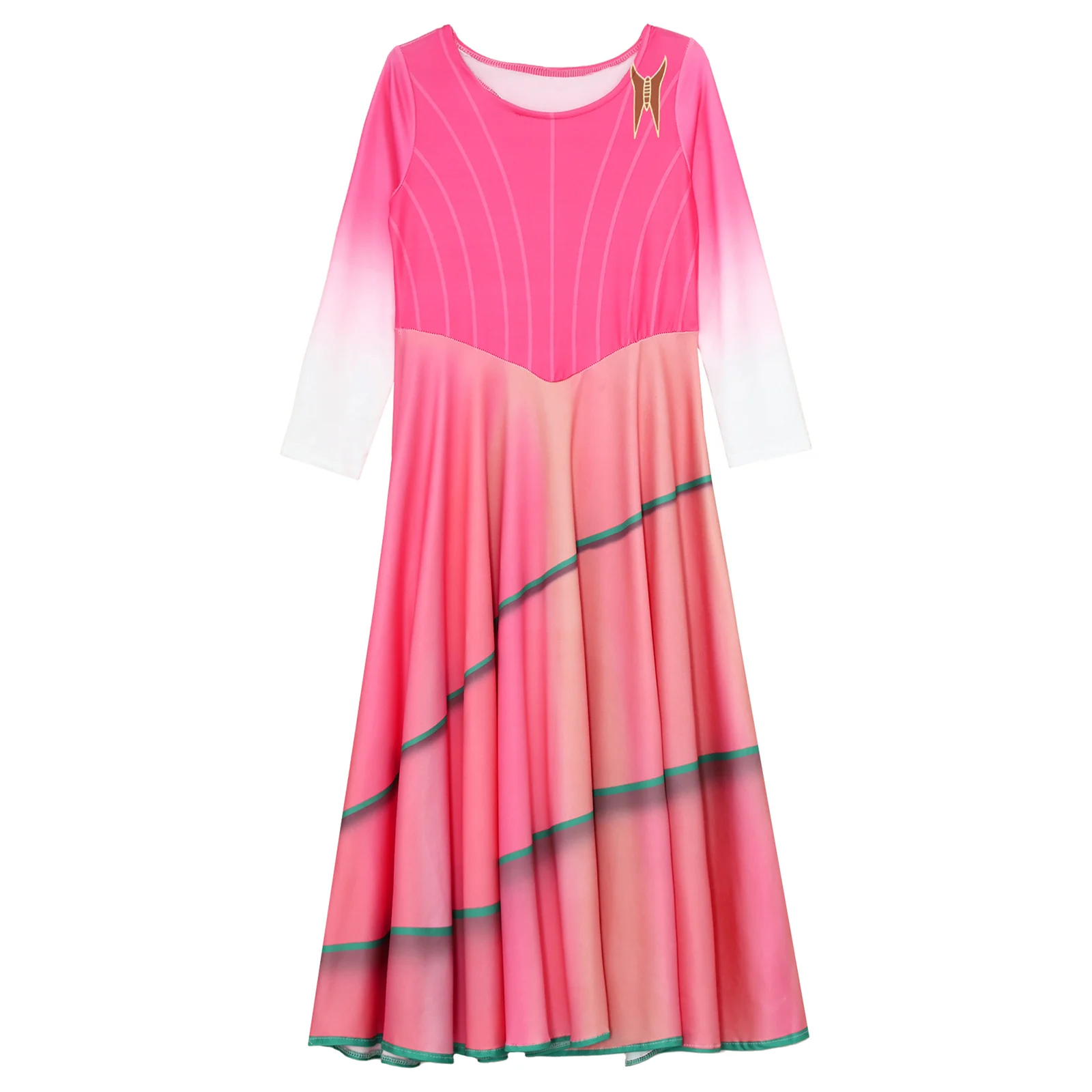 キッズガールズマジックウィッチコスプレ衣装ラウンドネック長袖プリントドレスハロウィンロールプレイパーティーステージパフォーマンス用