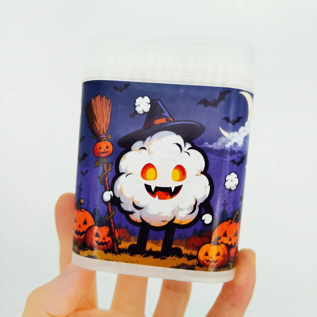 200 шт./400 шт., ватные тампоны с рисунком серии Хэллоуина, белые ватные тампоны с тонкими наконечниками, подарочные ватные тампоны